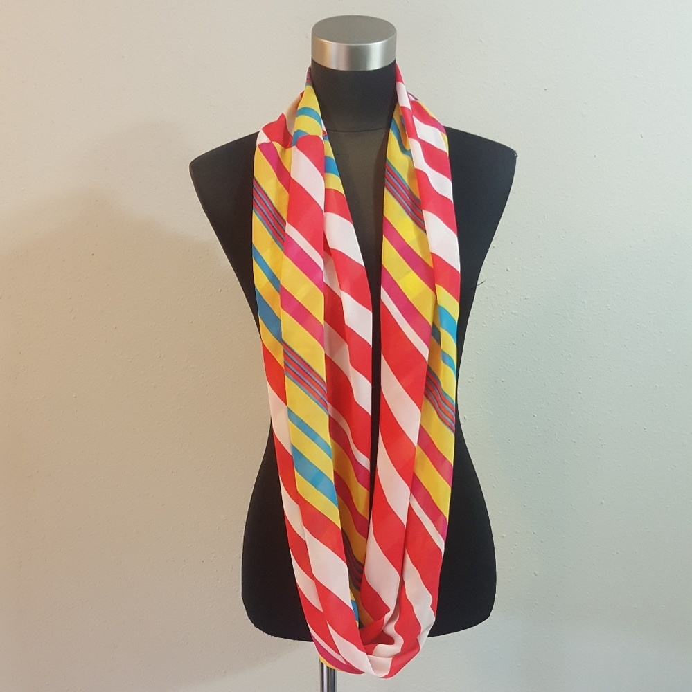 Spring Multi Color Stripe Scarf - Picture 2 of 3